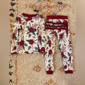 Ruffle Butts Holiday poinsettias Pajama Set